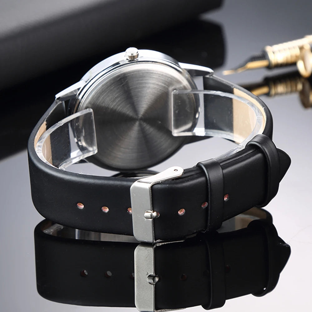 Women's Watches Simple Style Watch Fashion Metal Round Dial Analog Quartz Watch for Men Women Minimalist Watch Quartz Clock Good Vibrations
