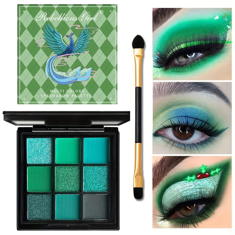9-Grid Eye Shadow Palette Make-up for Women Glitter Pearlescent Matte Eyeshadow Cosmetics Shimmer Long Lasting Makeup Products Good Vibrations