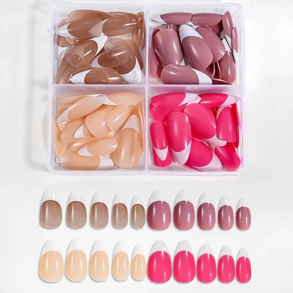 96Pcs Halloween Press on Nails Almond & Coffin Blood Red Nails with Skeleton Fake Nails Design Full Cover Artificial False Nails Good Vibrations