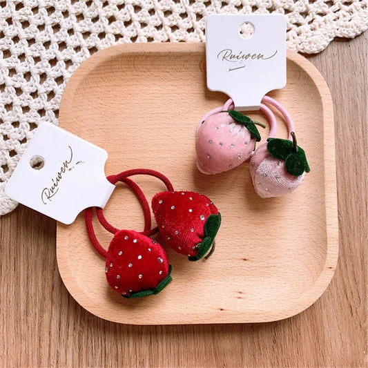 2025 Cute Strawberry Hair Rope Ring Children Gift Baby Girl Kid Elastic Hair Rubber Band Accessories Headdress Headwear Ornament Good Vibrations