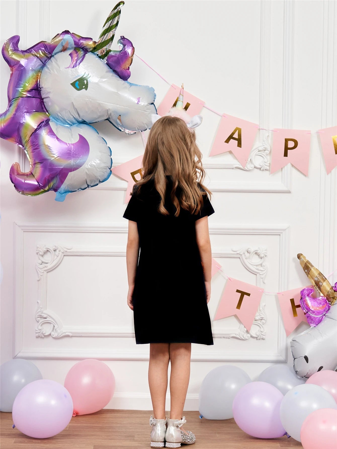 Girls' Summer Dress Children's A-line Cotton Dress Girls' Leisure Children's Unicorn Clothing SH5810 Good Vibrations