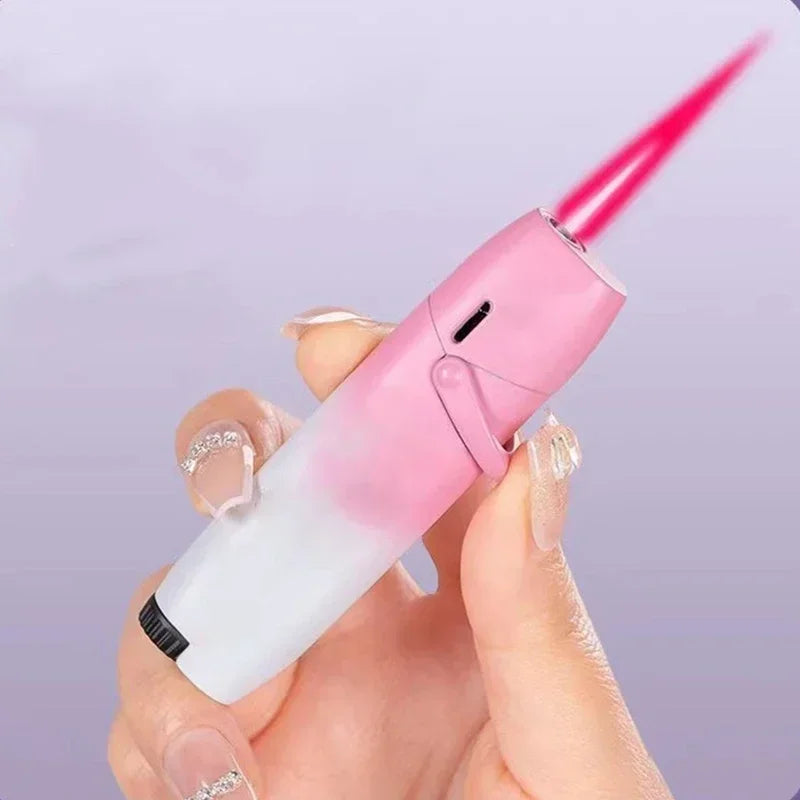 Metal Gradient Inflatable Rocker Lighter Windproof Pink Flame Butane Gas Outdoor Lighter High Beauty Gift for Men and Women Good Vibrations Adult Super Store