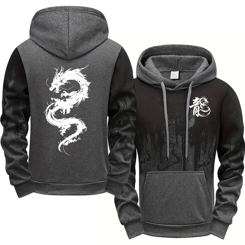 Chinese Dragon Tracksuit Hooded Sweatshirt Sweatpants City Vibe Hoodie 2 Piece Set Autumn Winter Men's Daily Casual Sport Outfit Good Vibrations