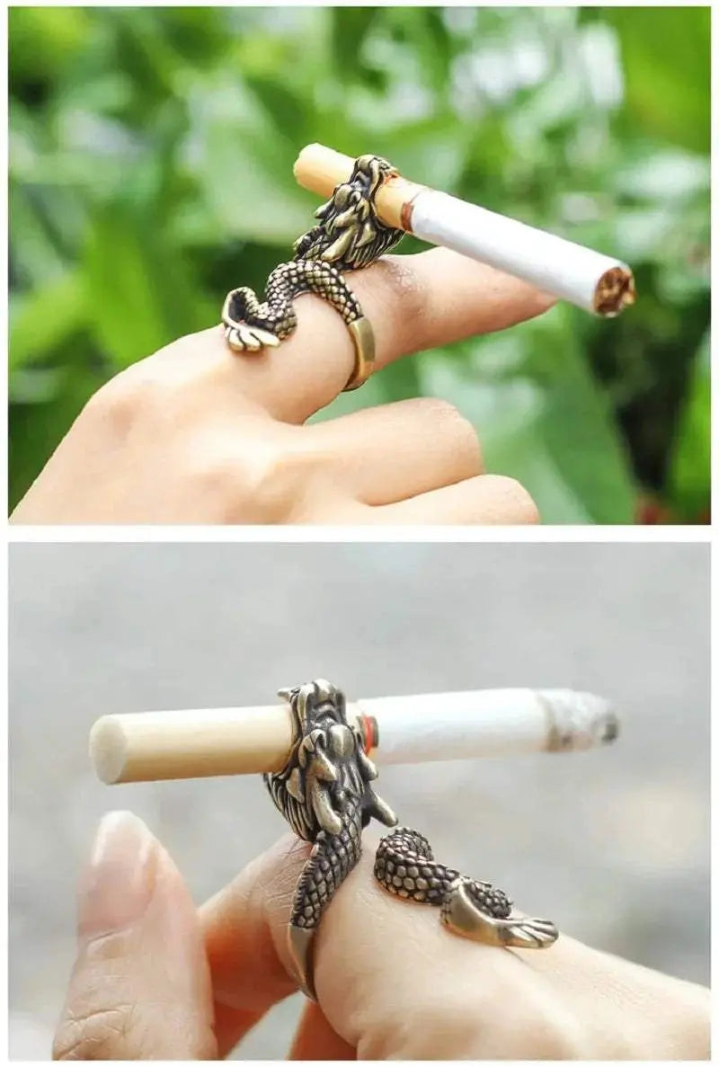 Retro Dragon Cigarette Holder Ring Rack Finger Clip Bronze Opening Adjustable Ring Cigarette Holder Cigarette Clip Smoking Gift Good Vibrations Adult Super Store