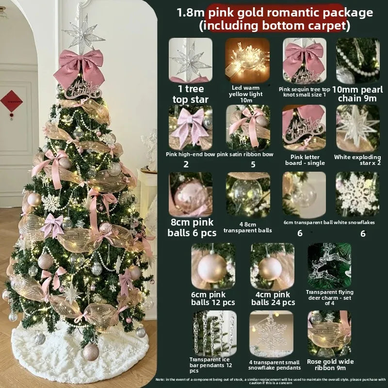 Christmas Tree Tabletop Decor DIY Pink Ornament Set for the Living Room Home Indoor Holiday Decoration Christmas Party Use Good Vibrations