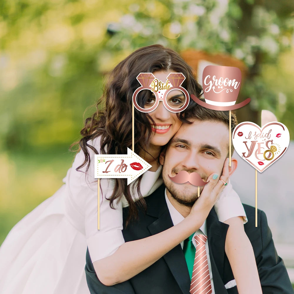 25pcs Funny Wedding Paper Photo Booth Props  Just Married Selfie Photobooth Bridal Shower Bachelorette Party Wedding Decoration Good Vibrations