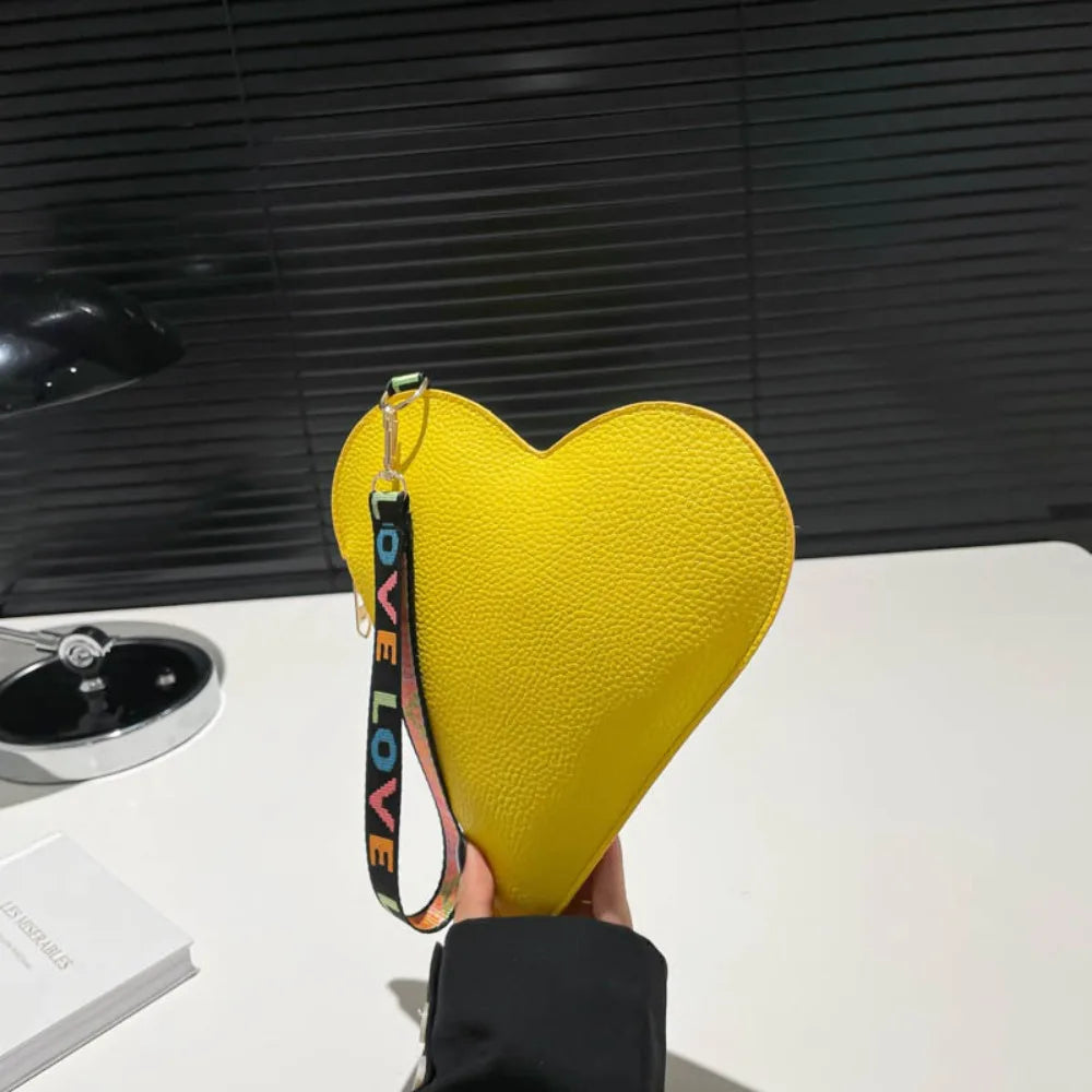 PU Coin Purse Trendy Female Bag Women Wallets New Heart-shaped Bag Zipper Purse Wrist Clutch Storage Portable Bag Fashion Good Vibrations