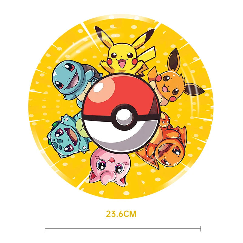 Pokemon Birthday Party Disposable Party Plates Pikachu Theme Tablecloth Character Balloon Birthday Decoration Baby Shower Suppli Good Vibrations