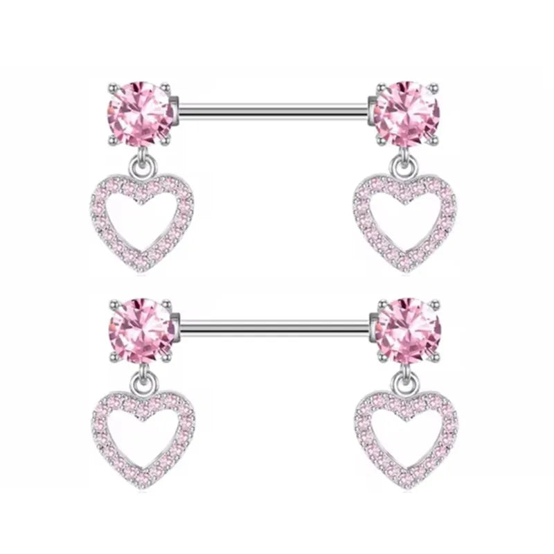 1Pair Pink Butterfly Nipple Piercing Jewelry Shiny Crystal Nipple Rings For Women Girls Heart Nipple Barbells Piercing Pezon Good Vibrations Adult Super Store