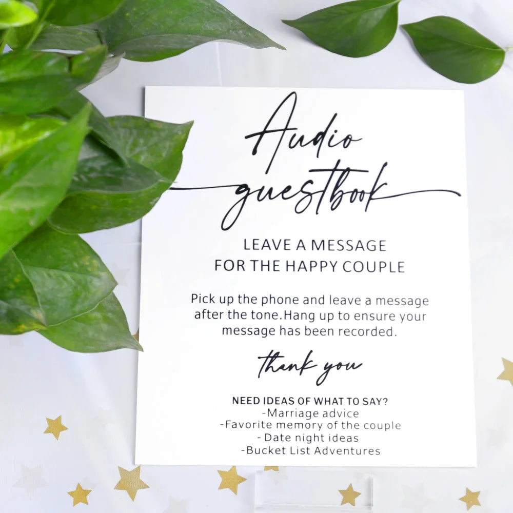 Audio Guestbook Pick Up The Phone Leave A Message For The Newlyweds Clear Glass Look Acrylic Wedding Sign, Guest Book Lucite Good Vibrations