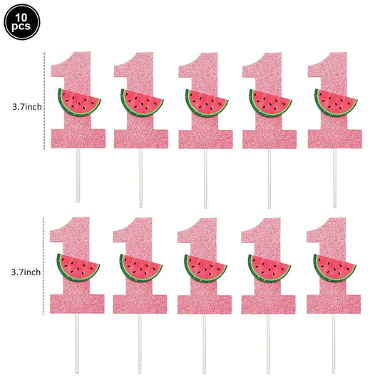 One in a Melon Cupcake Topper Baby Kids 1st Birthday Party Cake Decor Watermelon Themed Party Supplies Baby Shower Girl Birthday Good Vibrations