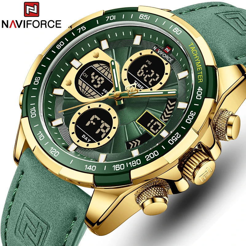 New NAVIFORCE Watches for Men Leather Mens Military Sport Waterproof Watch Quartz WristWatch Chronograph Male Clock Good Vibrations