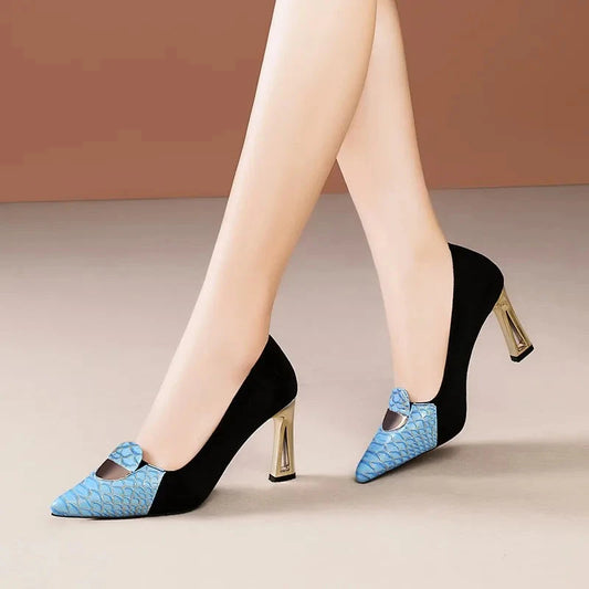 Sexy Fashion Style Women's Heeled Shoes Pointed Tip High Heels One Kick Retro Women Shoes Suede 2025 New Spring Zapatos De Mujer Good Vibrations