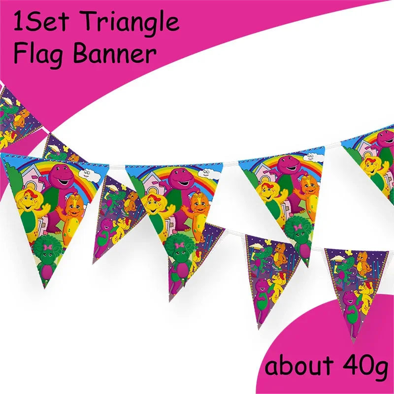 Barney Theme Birthday Party Decorations Cake Topper Birthday CUP Napkin PLATE Straw Swirls Stickers KidsParty Supplies Decor Good Vibrations