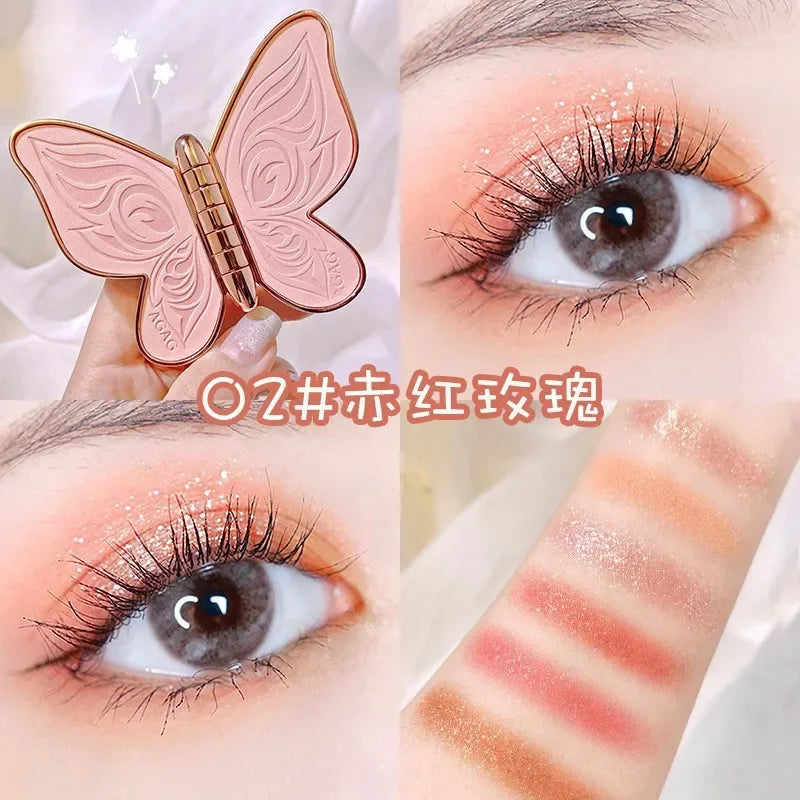 Butterfly Eye Shadow Six Color Eyeshadow Palette Easy to Color Glitter Matte Makeup Make-up For Women Korean Cosmetics Makeup Good Vibrations
