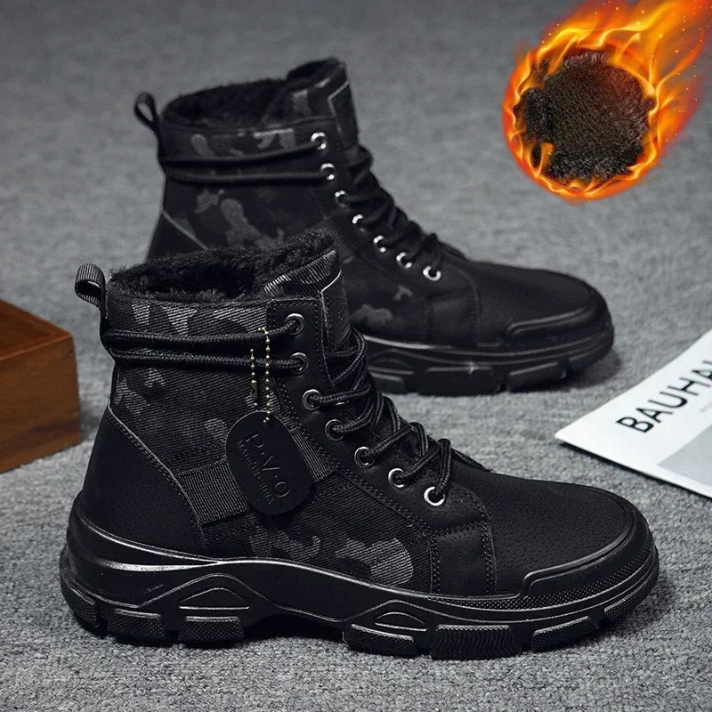 Camouflage Boots for Men Autumn Winter Platform Boots Outdoor High-top Shoes Men Ankle Boots Buty Robocze Meskie Good Vibrations