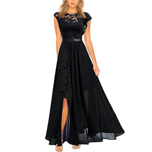 Women's Fashion bridesmaid dress Prom Dresses Handmade 3D Flower Sexy High Slit Evening Party Gowns Long Graduation Dress Good Vibrations