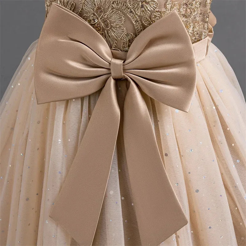 2024 Teen Girls Bridesmaid Flower Dresses for Wedding Elegant Luxury Party Sequin Lace Princess Evening Dress Birthday Prom Gown Good Vibrations