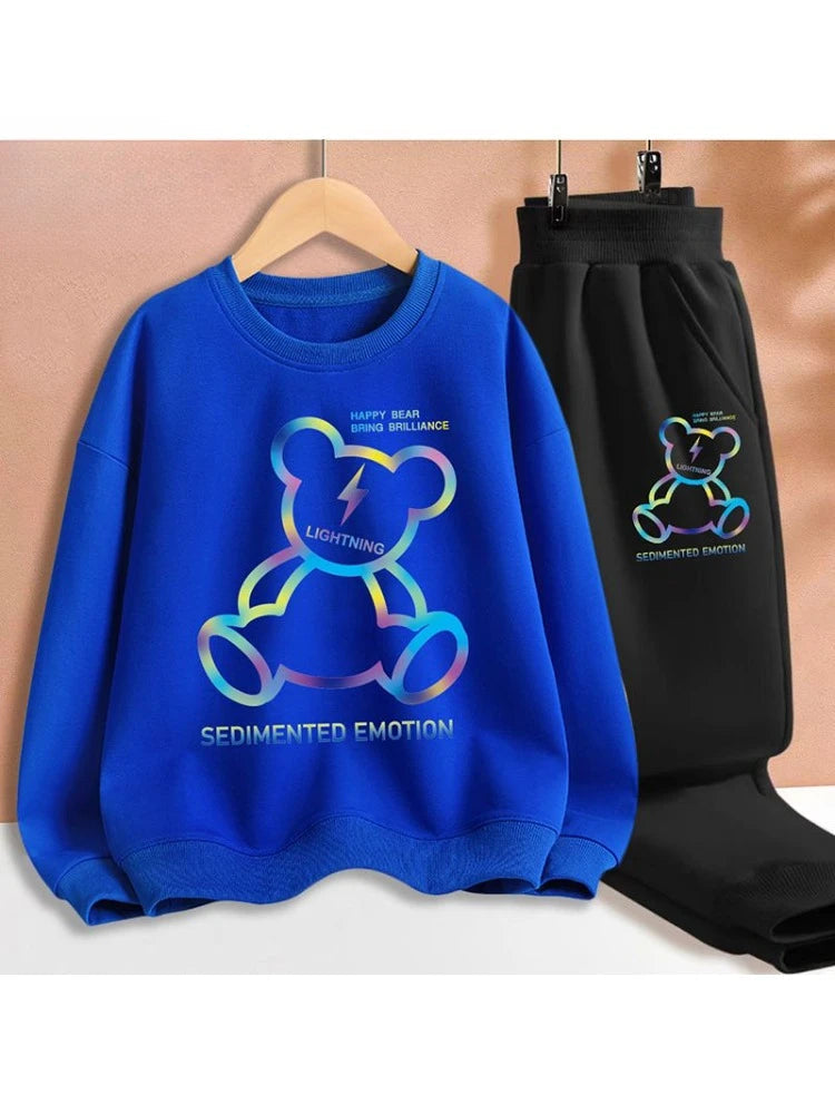 Autumn Baby Boy Clothes Set Kid Gradient Bear Sweatshirts Pullover Top And Pants 2pcs Suit Children Girls Fashion Tracksuits Good Vibrations
