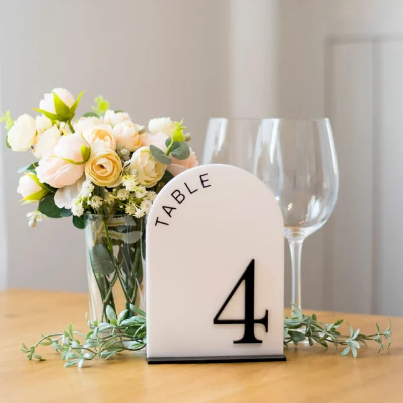 Acrylic Table Numbers White Arched Wedding Table Number Custom Acrylic Wedding Table Numbers Wedding Table Decor Wedding Signage Good Vibrations