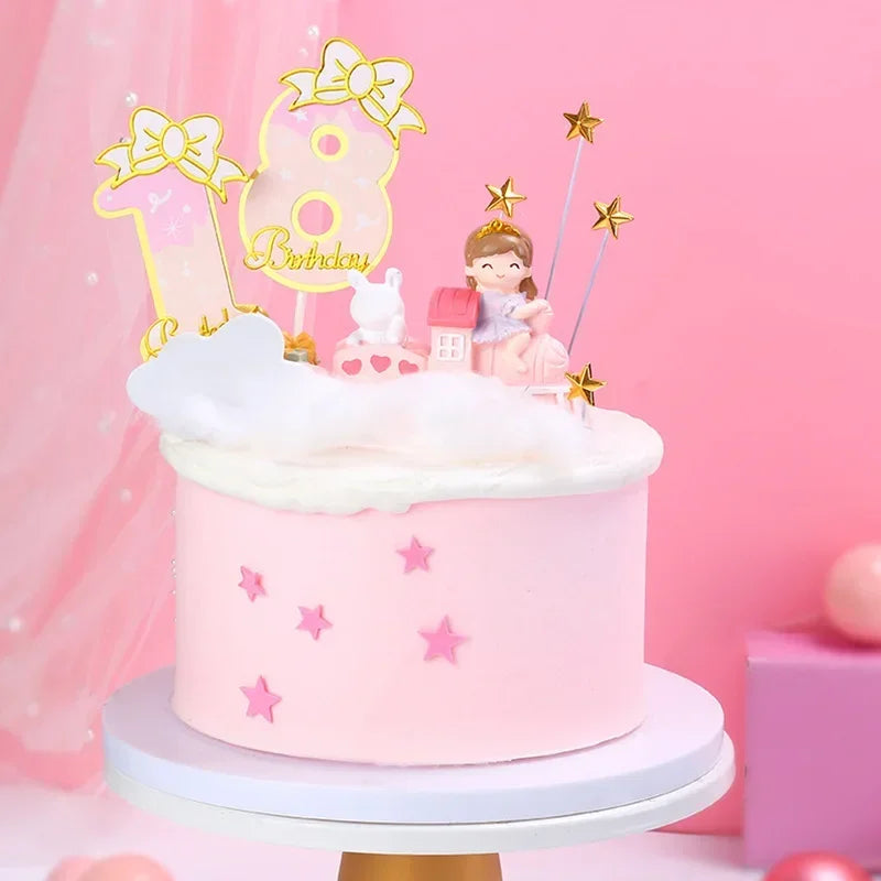 New Digital Decoration Happy Birthday Number Cake Insertion 0 1 2 3 4 5 6 7 8 9 Cake Topper Girls Boys Baby Party Supplies Decor Good Vibrations