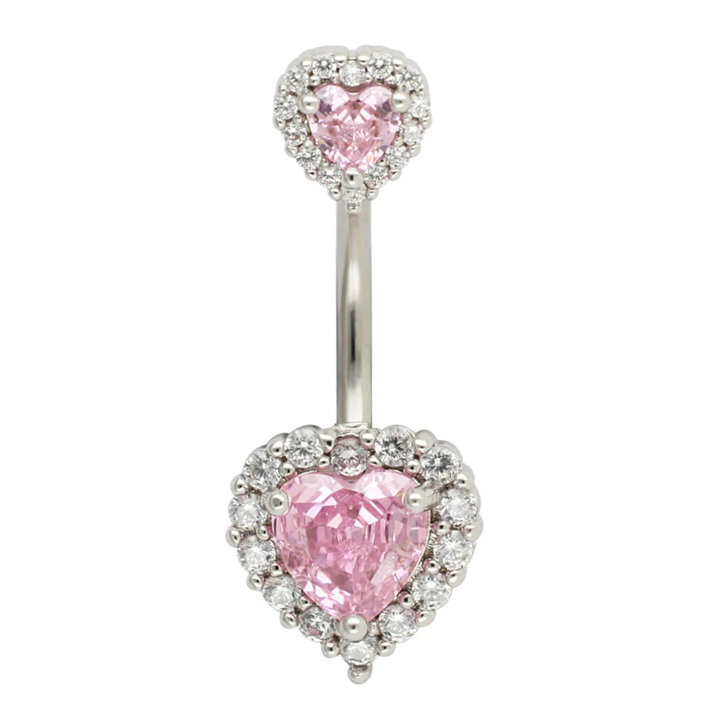 JHJT 14G Heart Belly Button Piercing Navel Ring 316L Surgical Stainless Steel CZ Belly Piercing Ombligo Jewelry for Women Good Vibrations Adult Super Store