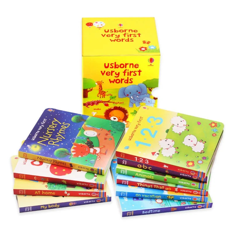 10books/set English Books Usborne Very First Words Hardcover Board Book Children's Enlightenment Educational  Picture Textbook Good Vibrations