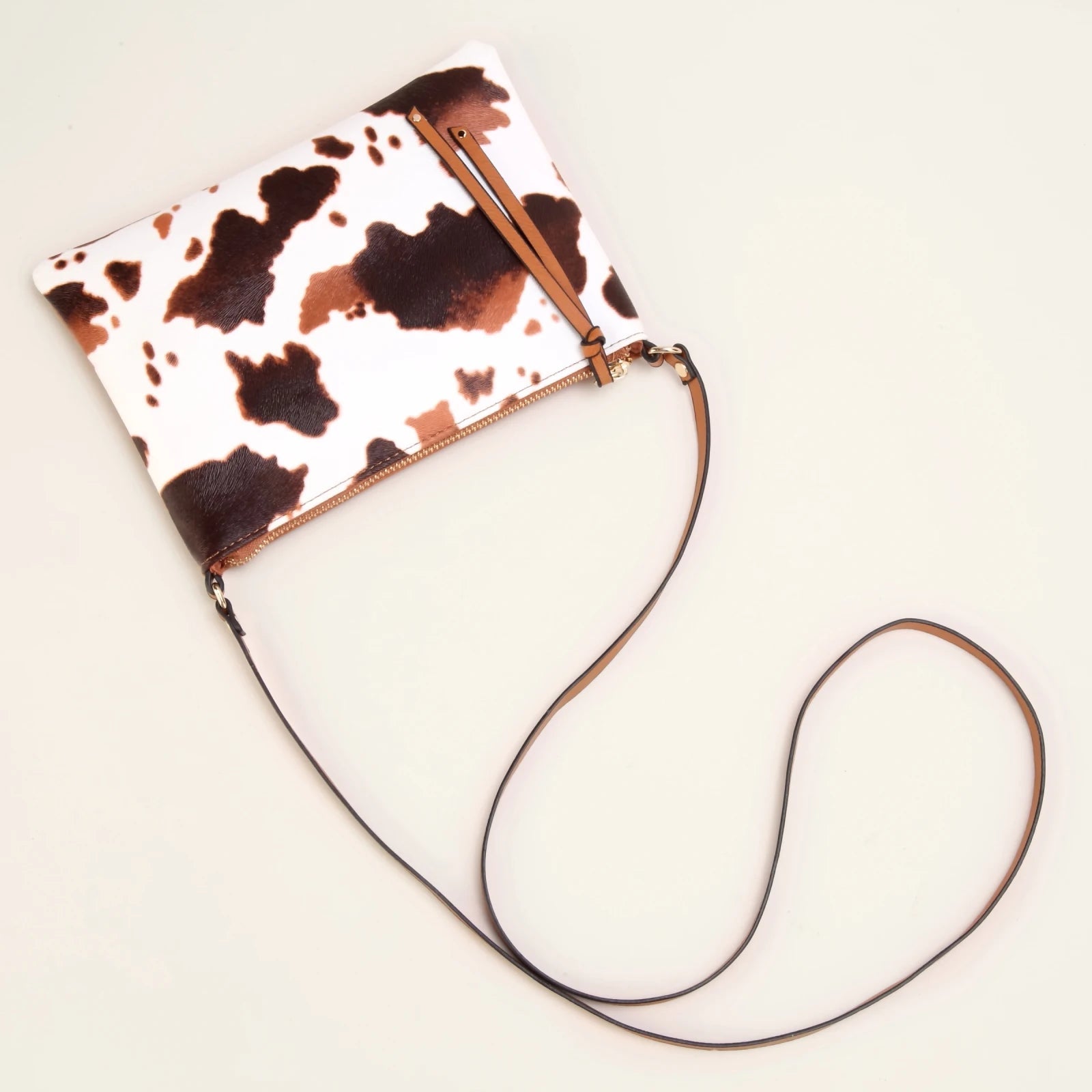 Small Cow Pattern Crossbody Bags For Women, PU Leather Textured Bag Purse, Classic Versatile Fashion Shoulder Bag Good Vibrations