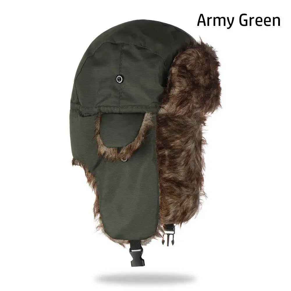Men Women Trapper Bomber Hats Russian Ushanka Warm Winter Fur Earflap Hat Outdoor Sports Skiing Hunting Fishing Plush Cap Good Vibrations