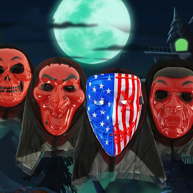 scary halloween costumes adults fantasia cosplay masque LED scream ghost horror mask children black skeleton costume suit Good Vibrations