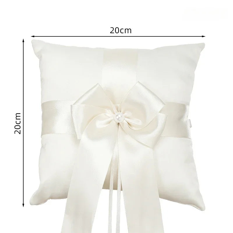 20x20cm White Lace Wedding Ring Pillow Romantic Ring Pillow Alliance Bridal Ring Bearer Pillow Cushions Decoración de bodas Good Vibrations