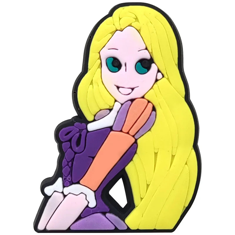 1-17pcs MINISO Hot Toys Princess Seri Series Shoe Charms For Croc Sandals, PVC Shoe Decorations Accessories Christmas Gif Good Vibrations