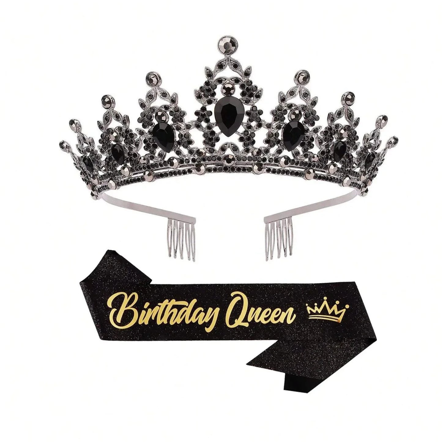 Birthday Crown and Birthday Queen Sash Birthday Girl Princess Birthday Party Decorations Happy Birthday for Party Birthday Gifts Good Vibrations