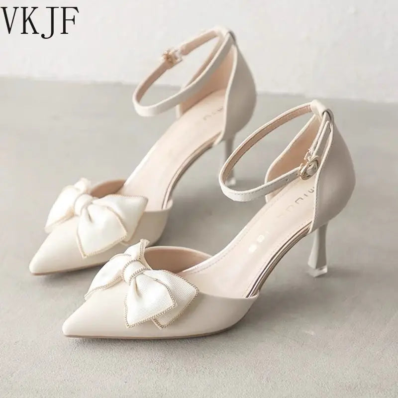 Medium Heel Heels Women's Shoes Trend Pointed Toe Butterfly Stilettos Elegant Dress Weddings Bridal Party White Designer Good Vibrations