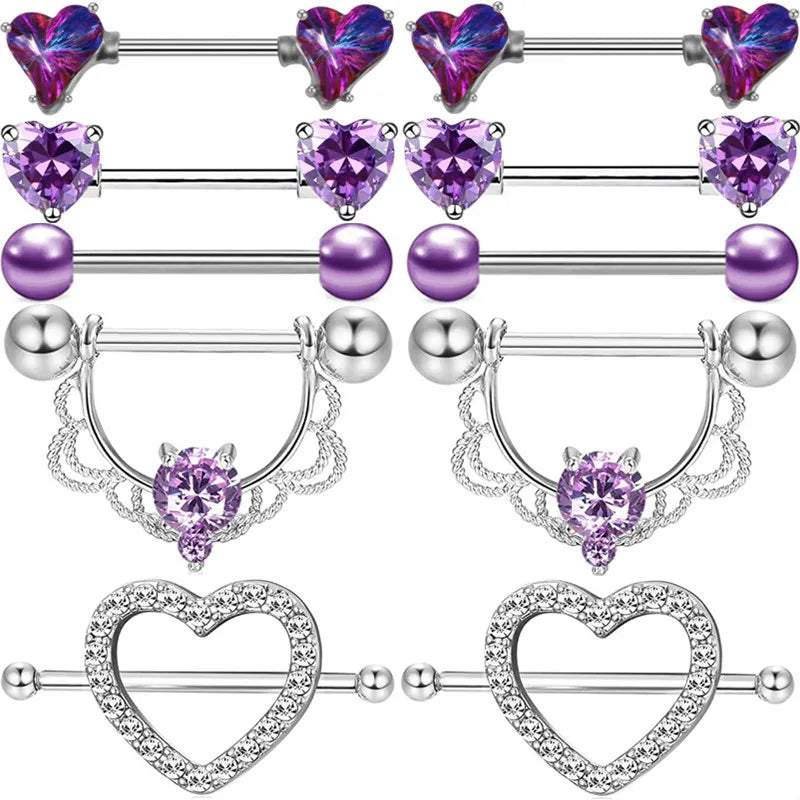 Stainless Steel Pink Bunny Nipple Piercing Jewelry Set 14G Green Bat Nipple Rings Bulk Cat Nipple Barbell Pack Piercing Pezon