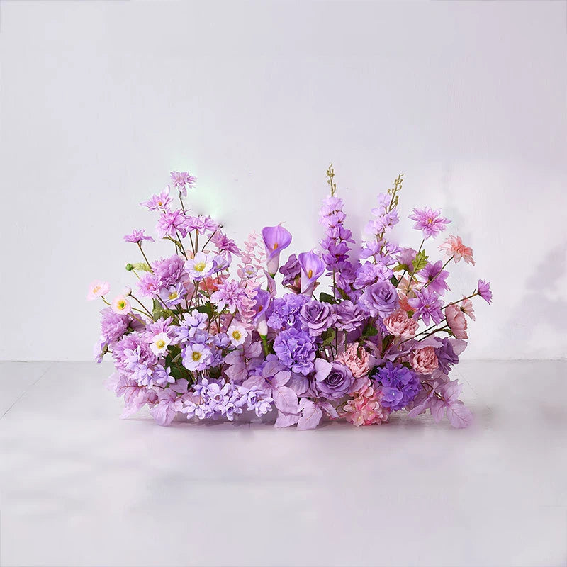 2m Rose Delphinium Flower Row Wedding Artificial Table Floral Commercial Plaza Partition Hotel Scene Layout Floor Flowers Decor Good Vibrations
