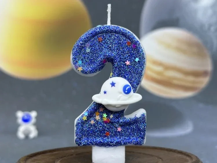 Number Birthday Candles Cake Party Decoration Birthday Candles Planet Universe Blue Boys and Girls Number0-9 Star Blue Party