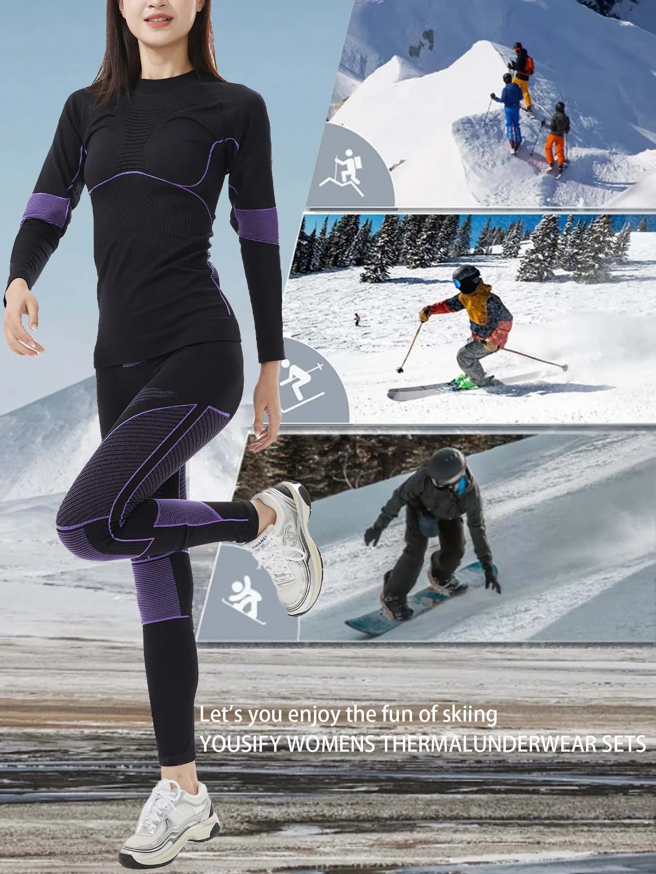 Womens Thermal Underwear Sets Womens Long Johns Underwear Thermal Wear for Women Thermal Set Winter Good Vibrations