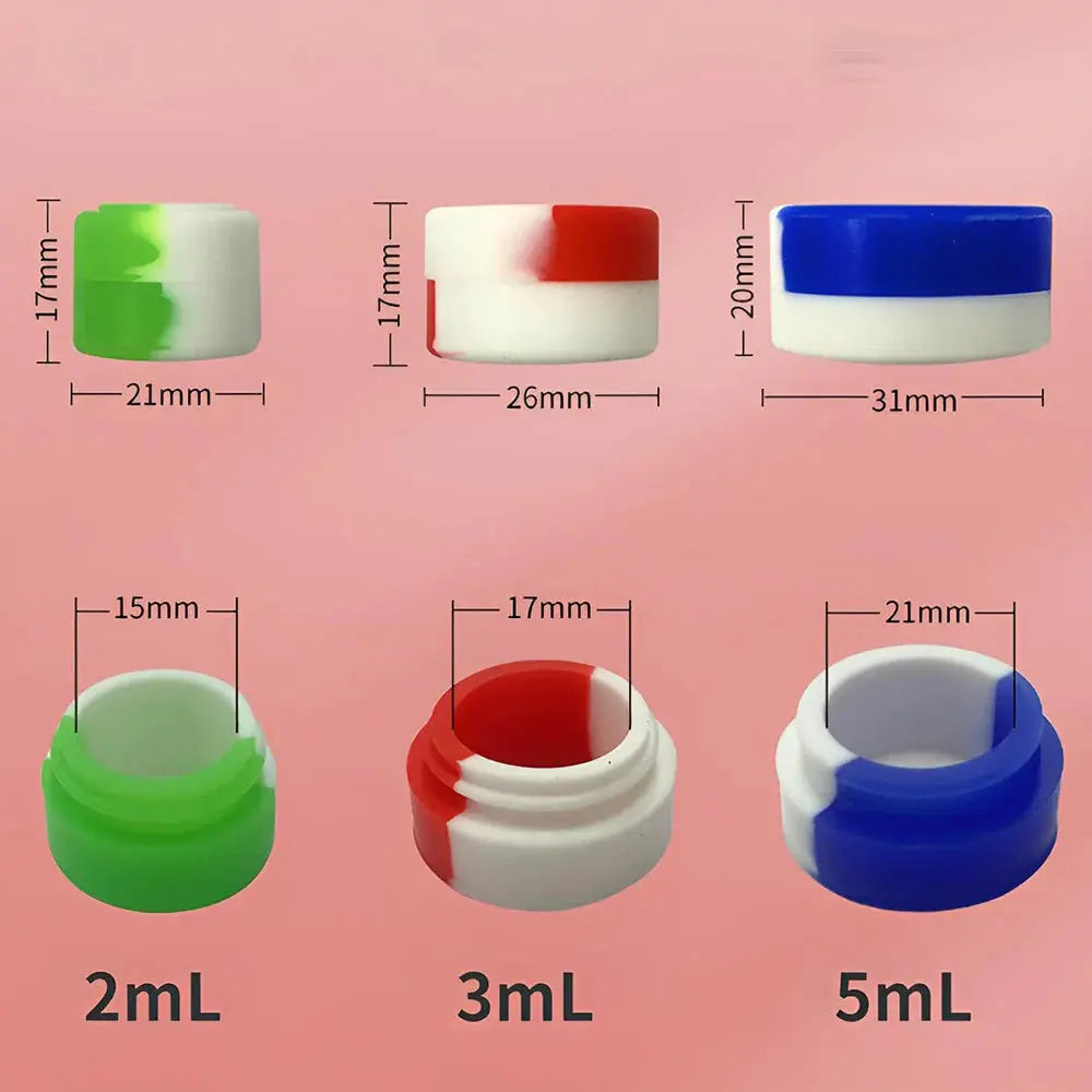 10PCS Silicone Container 2ML 3ML 5ML Jar Storage Box Mix Colors Nonstick Concentrate Containers Jars Oil Wax Case GOOD Vibrations Adult Super Store