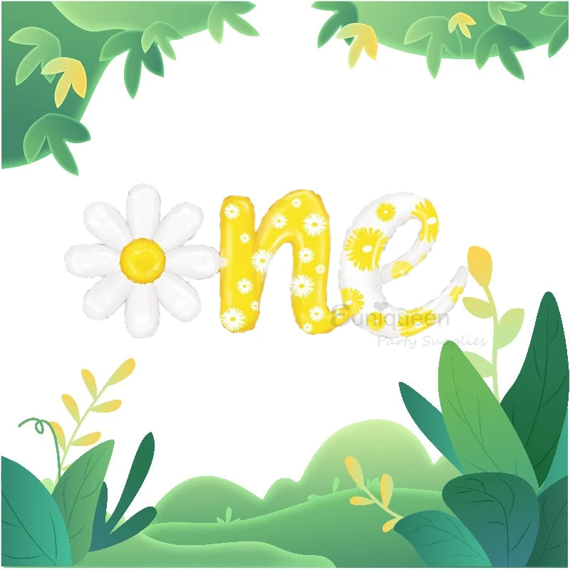 Girl White Yellow Fist One Birthday Party Daisy Sunflower Chamomile One Balloon 1st Year Birthday Party Decoration Good Vibrations