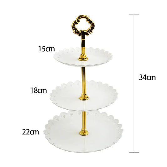 3 Layer Cake Stand Fruit Plate Tray Display Birthday Party Dessert Wedding Good Vibrations