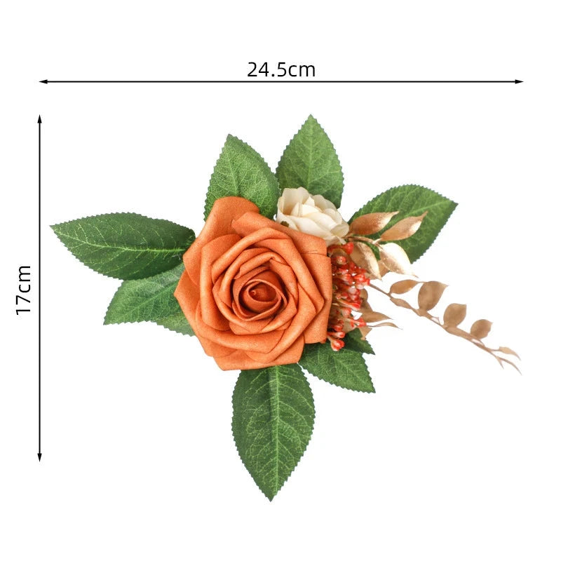 Yannew 3pcs Rustic Artificial Rose Flower Cake Toppers Birthday Country Wedding Cake Decoration Table Centerpieces Arrangement Good Vibrations