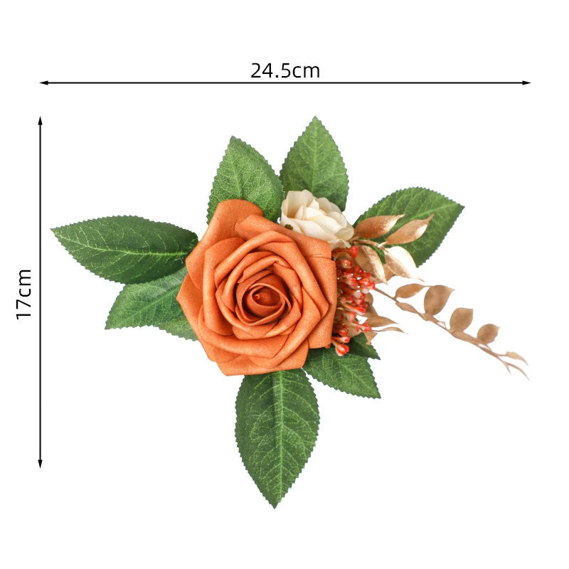 Yannew 3pcs Rustic Artificial Rose Flower Cake Toppers Birthday Country Wedding Cake Decoration Table Centerpieces Arrangement Good Vibrations