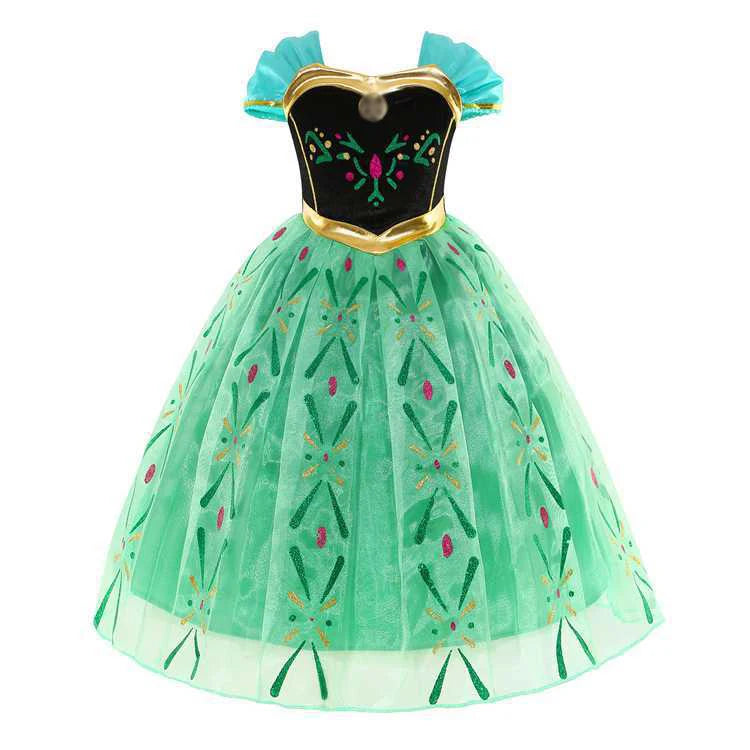 Disney Kids Princess Costume Elsa Anna Halloween Dress Girl Jasmine Moana Dinner Dress Rapunzel Mermaid Pageant Disguise 3-10Y Good Vibrations