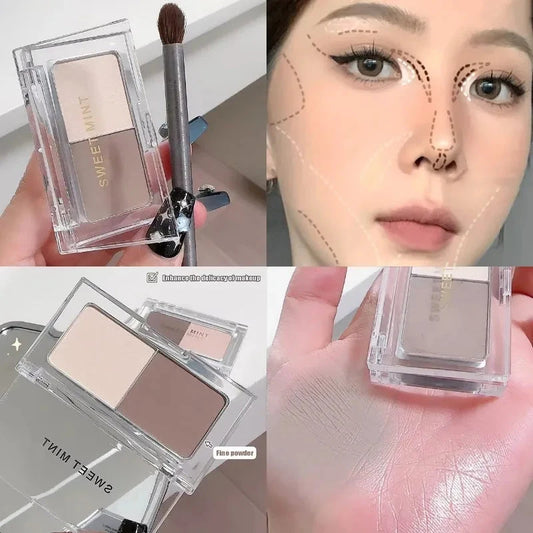 2 Color Tone Shading Shadow Powder Palette Contouring Highlighting&Bronzer Brighten Contour Three-dimensional Nose Makeup 쉐딩 팔레트 Good Vibrations
