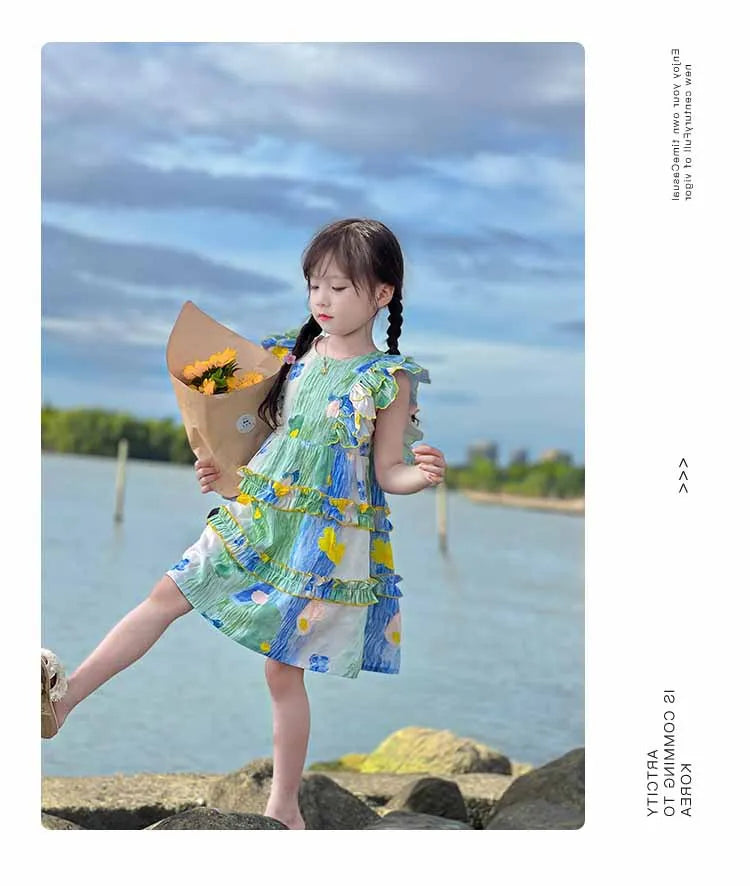 Girls sweet dress summer children backless princess skirt children's dress 3-8 years old children's clothing girls floral dresse Good Vibrations