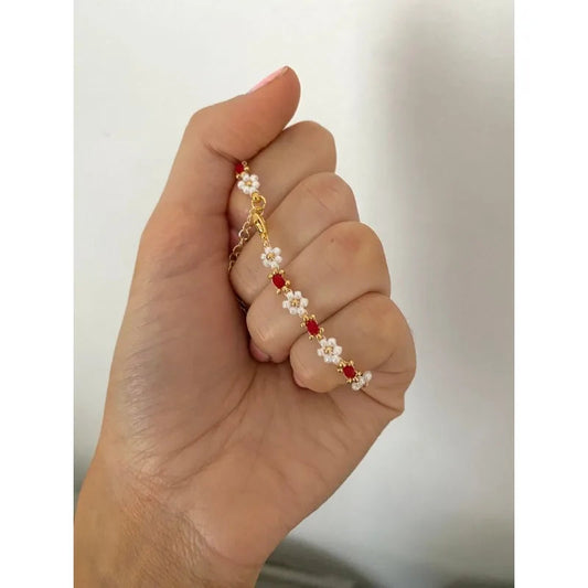 A beaded flower bracelet, a gift for her, Good Vibrations
