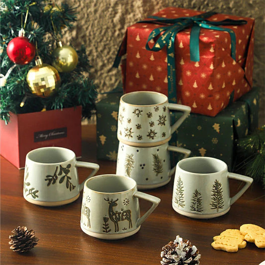 300ml Christmas Gift Creamic Mug Milk Water Cup Breastfast Coffee Mugs Office School Mugs for Drink Holiday Kitchen Drinkware Good Vibrations