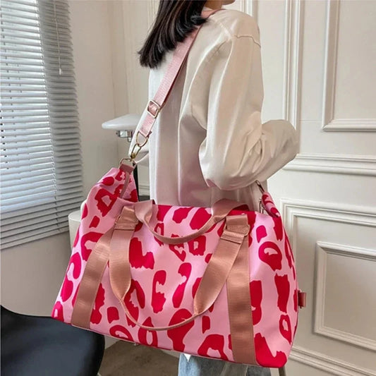 Women Travel Bags Duffle Shoulder Bag Large Multi-functional for Girls Female Big Capacity Sports Storage Fitness Handbag Good Vibrations