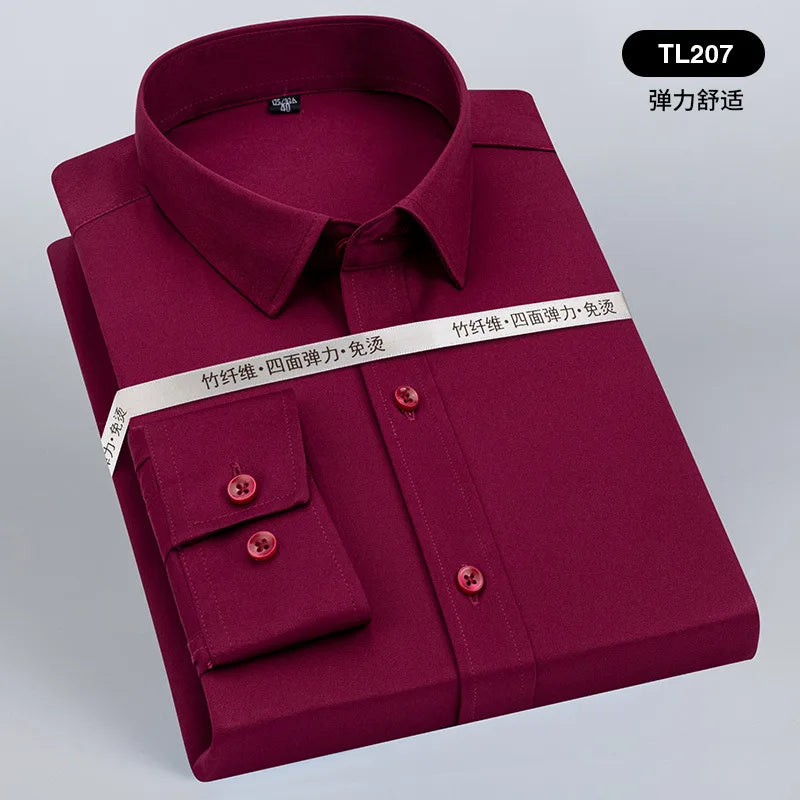 Men's long sleeved shirt formal spring and summer thin business leisure high-quality non-ironing breathable work clothes Good Vibrations